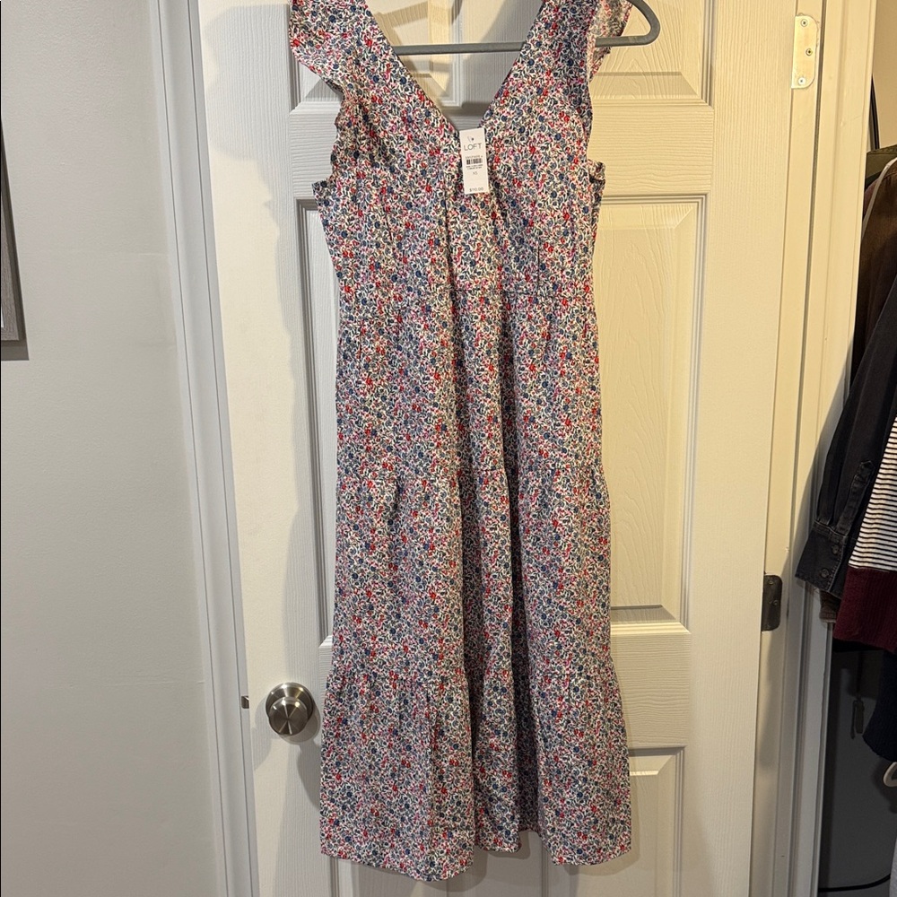 LOFT Multicolor Floral Ruffle Dress - Picture 3 of 5